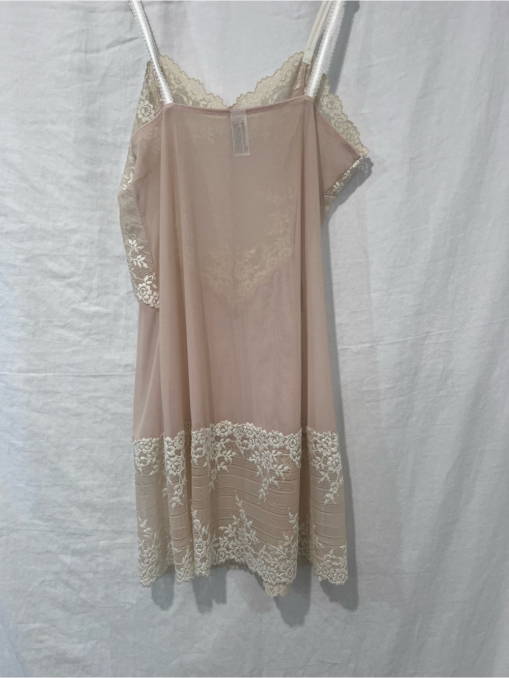 Wacoal Lace Chemise Nightgown Nude Blush Ivory Floral Lace Mesh Slip Size M - Picture 4 of 11